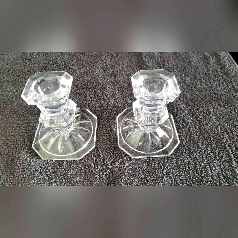 Mikasa Edinburgh Lead Crystal 3" tall set of 2 candlestick holders